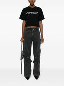 Off White Big Logo Bookish Cropped T -Shirt