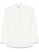 Elisabetta Franchi Linen Blend Double Breasted Jacket