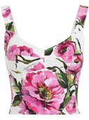 Dolce & Gabbana Printed Cotton Bustier Top