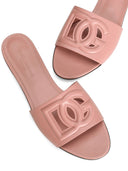 Dolce & Gabbana Dg Logo Leather Flat Sandals