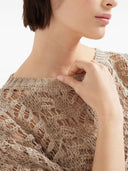 Maglione per collo in barca con fusione di lino di lino di brunello