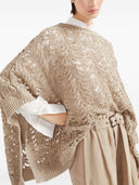 Maglione per collo in barca con fusione di lino di lino di brunello