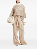 Maglione per collo in barca con fusione di lino di lino di brunello