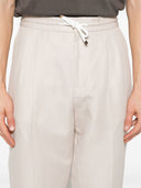 Brunello Cucinelli Linen Blend Drawstring Trousers