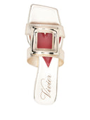Roger Vivier Metal Buckle Leather Flat Sandals