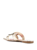 Roger Vivier Metal Buckle Leather Flat Sandals