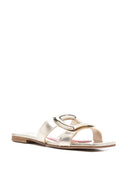 Roger Vivier Metal Buckle Leather Flat Sandals