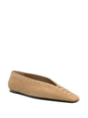 Balletti allacciati in pelle in pelle scamosciata in pelle scamosciata.