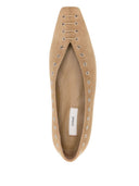 Balletti allacciati in pelle in pelle scamosciata in pelle scamosciata.