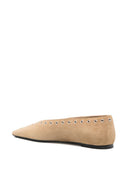 Balletti allacciati in pelle in pelle scamosciata in pelle scamosciata.