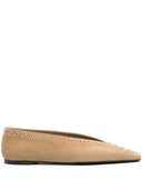 Balletti allacciati in pelle in pelle scamosciata in pelle scamosciata.