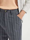 Brunello Cucinelli Leisure Fit Pinstriped Cotton Trousers