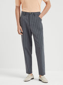 Brunello Cucinelli Leisure Fit Pinstriped Cotton Trousers