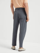 Brunello Cucinelli Leisure Fit Pinstriped Cotton Trousers