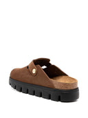 Birkenstock Boston Chunky zamszowe skórzane kapcie