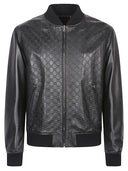 Gucci Gg Leather Bomber Jacket