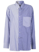 E.L.Camicia di denim a strisce V. in denim