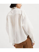 Brunello Cucinelli Organza Cotton Shirt With Embroidery