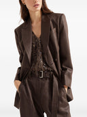 Brunello Cucinelli Shiny Linen Jacket With Shiny Details