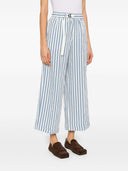 Pantalones de pierna ancha a rayas de arena blanca