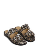 Ganni feminin spænde leopard print sandaler
