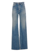 Jeans di cotone a gamba svasata di Saint Laurent