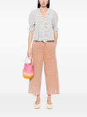 White Sand Cotton Wide Leg Trousers
