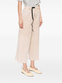 White Sand Cotton Wide Leg Trousers