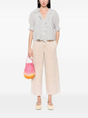 White Sand Cotton Wide Leg Trousers
