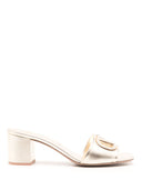Valentino Garavani V Logo Cut Out Leather Mules