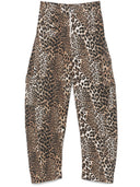 Ganni Leopard Print Organic Cotton Trousers