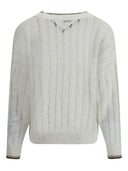 Brunello Cucinelli V Neck Sweater met glanzende details