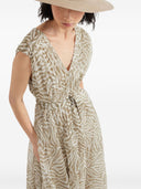 Brunello Cucinelli Ethnic Print Organza Silk Long Dress