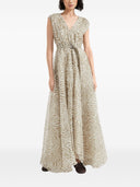 Brunello Cucinelli Ethnic Print Organza Silk Long Dress