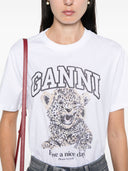 Ganni Leopard Organic Cotton T Shirt