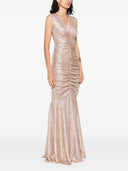 Norma Kamali Fishtail Shirred Long Dress