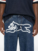 Jeans in denim del cane gelato in corsa