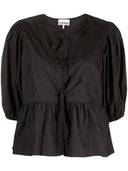 Ganni Cotton Peplum Top