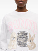 Ganni Animals Cotton Crewneck Sweater