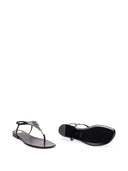 Saint Laurent Cassandre Leather Thong Sandals