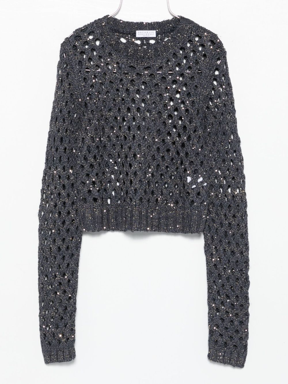 Brunello Cucinelli öppen stickad crewneck tröja