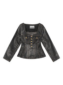 Ganni Denim Cotton Blazer Jacket