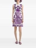 Dolce & Gabbana Maiolica Print Cotton Blend Dress