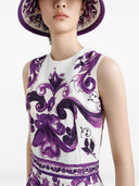 Dolce & Gabbana Maiolica Print Cotton Blend Dress