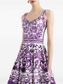 Dolce & Gabbana Maiolica Print Cotton Blend Dress
