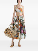 Dolce & Gabbana Flower Print Cotton Midi Rok