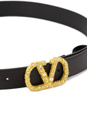 Valentino Garavani V Logo Signature Leather Belt