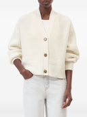 Cardigan de cuello de mezcla de lana cerrada V