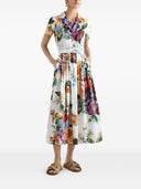 Dolce & Gabbana Flower Print Cotton Midi Dress