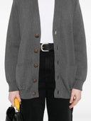 Cardigan con collo di cotone d'oca dorata